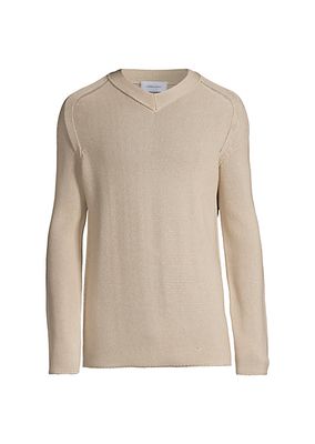 Cotton-Blend V-Neck Sweater