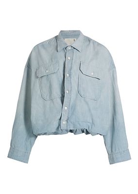 Cotton Blouson-Hem Utility Shirt