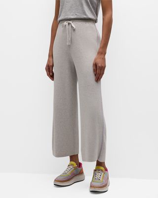 Cotton Cashmere Cropped Wide-Leg Pants