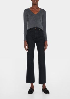 Cotton-Cashmere Long-Sleeve V-Neck Shirt