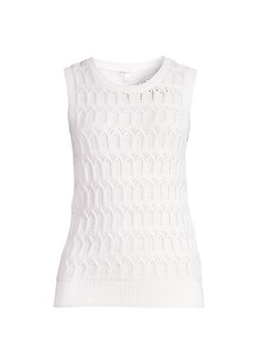 Cotton-Cashmere Pointelle Sleeveless Top