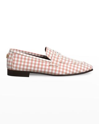 Cotton Check Penny Loafers