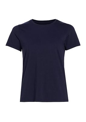 Cotton Crewneck Split-Hem T-Shirt