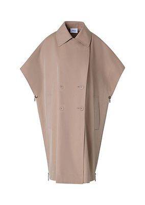 Cotton Double-Breasted Cape Coat
