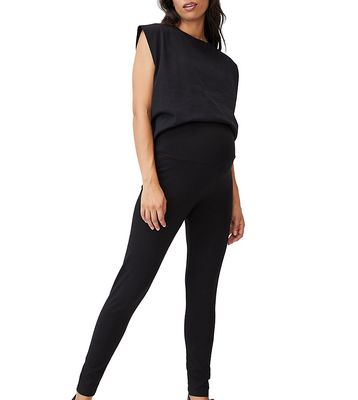 Cotton: On Maternity support leggings in black