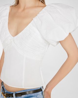 Cotton Puff-Sleeve Top