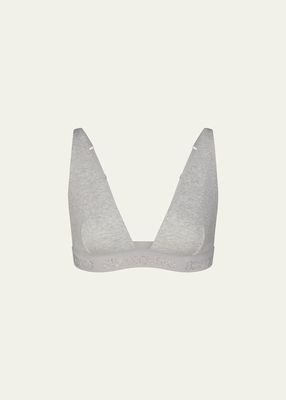 Cotton Rib Crystal Logo Plunge Bralette