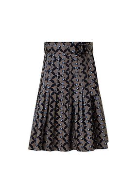 Cotton Satin Belted Maxi Skirt