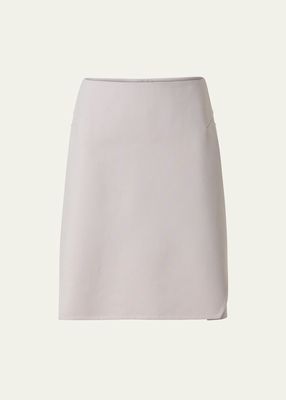 Cotton Short Skirt with Trapezoid Slit Detail