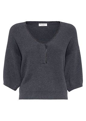 Cotton Short-Sleeve Sweater