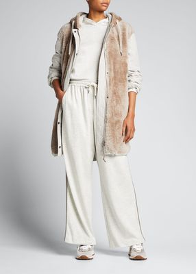 Cotton-Silk Sweatpants w/ Monili Trim