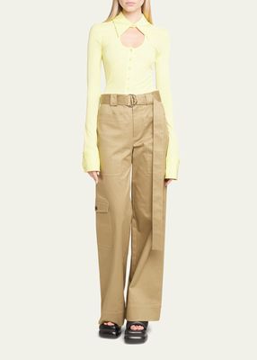 Cotton-Twill Belted Cargo Pants