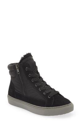 Cougar Waterproof High Top Sneaker with Faux Shearling Trim in Black