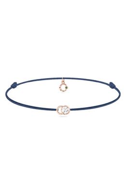 COURBET Let's Commit Lab Created Diamond Station Cord Bracelet in Rose Gold