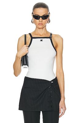 Courreges Buckle Contrast Tank Top in White