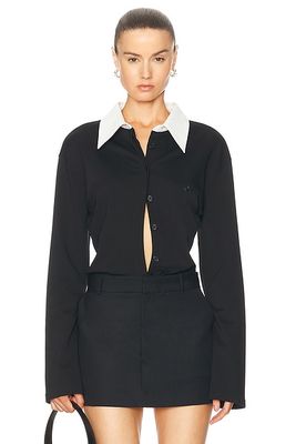 Courreges Drop Jersey Shirt Bodysuit in Black