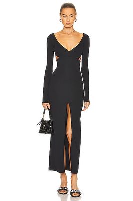 Courreges Swallow Breast Long Sleeve Milano Dress in Black