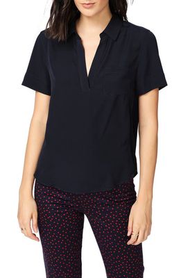 Court & Rowe Collared Short Sleeve Blouse in Blue Night