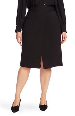 Court & Rowe Front Slit Crepe Pencil Skirt in Rich Black