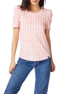 Court & Rowe Gingham Short Sleeve Cotton Knit Top in Cheeky Peach