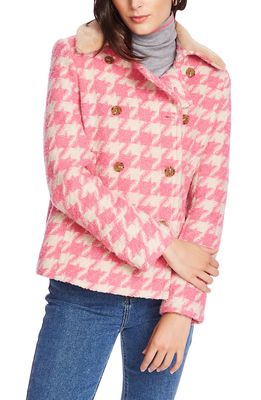 Court & Rowe Houndstooth Peacoat in Chalet Pink