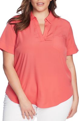 Court & Rowe Patch Pocket Collared Blouse in Bright Poppy