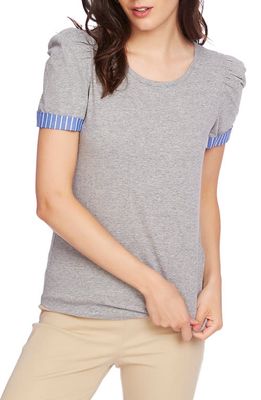 Court & Rowe Puff Sleeve Tee with Contrast Cuffs in Silver Heather
