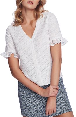 Court & Rowe Ruffle Sleeve Front Button Blouse in Ultra White