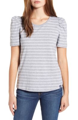 Court & Rowe Stripe Puff Sleeve Tee in Silver Heather