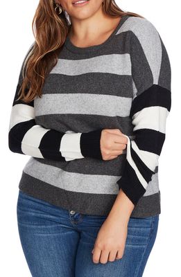Court & Rowe Stripe Sweater in Medium Heather Grey