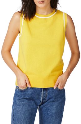 Court & Rowe Tipped Cotton & Silk Sleeveless Sweater in Canary Gold