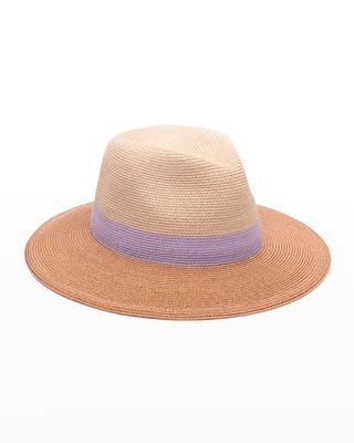 Courtney Colorblock Packable Fedora Hat