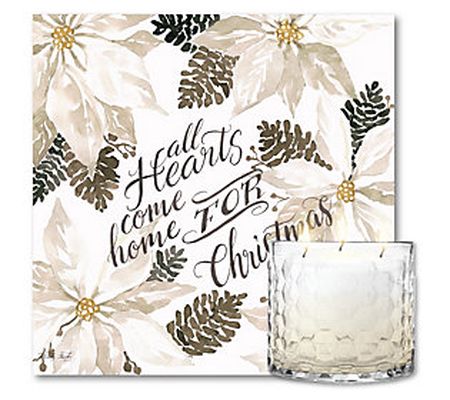 Courtside Home for Christmas 8x8 Art & 13.5 oz-Wick Candle