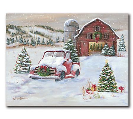 Courtside Market Barn on a Snowy Day 16x20 Canvs Wall Art