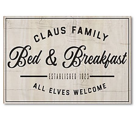 Courtside Market Claus Bed & Breakfast 12x17.5 Wood Sign