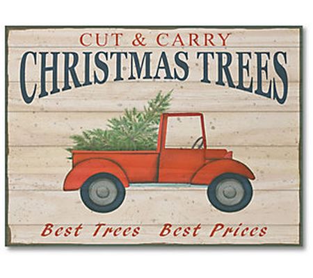 Courtside Market Cut & Carry Christmas Trees 10 .5x14 Wood Sign