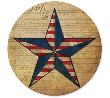 Courtside Market Flag Star I 12" x 12" Circular Wood Decor