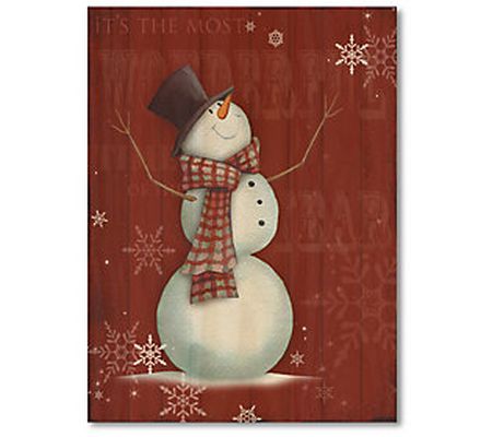 Courtside Market Holly Jolly Snowman 10.5x14 Wo od Sign