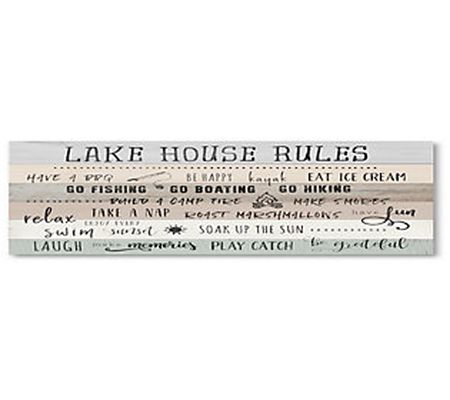 Courtside Market Lake House Rules 6" x 24" Wood en Panel