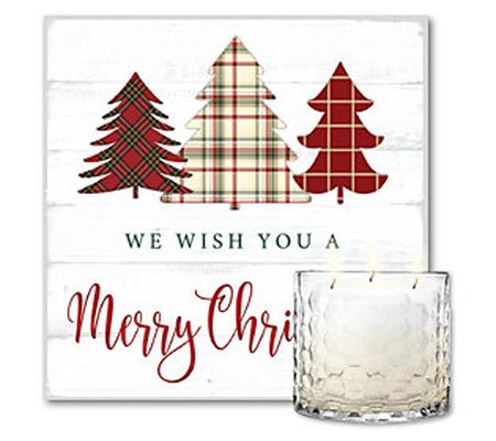 Courtside Merry Christmas 8x8 Art & 13.5 oz 3-Wick Candle