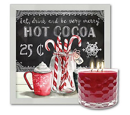 Courtside Peppermint Cocoa 8x8 Art & 13.5 oz 3ick Candle