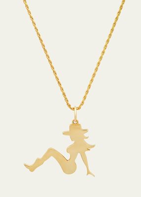 Cowgirl Pendant on 14K Yellow Gold Necklace