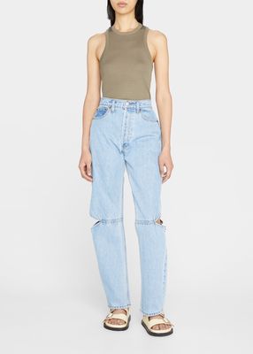 Cowgirl Straight Cut-Out Knee Jeans