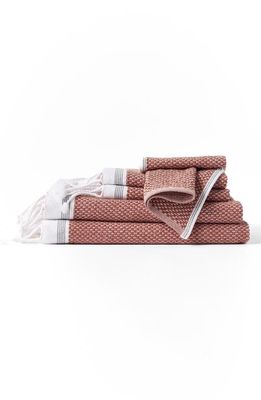Coyuchi Cloud Loom Mediterranean Organic Towel Set in Rosehip W/Shadow