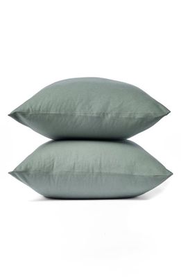 Coyuchi Cloud Set of 2 Brushed Organic Cotton Flannel Pillowcases in Cypress