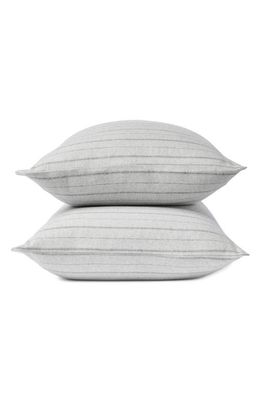 Coyuchi Cloud Set of 2 Brushed Organic Cotton Flannel Pillowcases in Pale Gray Heather W/cypress
