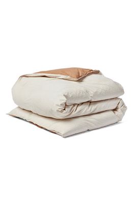 Coyuchi Reversible Crinkled Organic Cotton Percale Duvet Cover in Ginger/undyed W/hazel-Rosehip