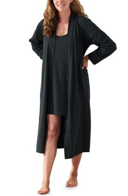 Coyuchi Solstice Organic Cotton Jersey Relaxed Robe in Deep Graphite