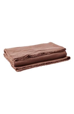 Coyuchi Topanga Organic Cotton Matelassé Throw Blanket in Redwood