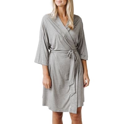 Cozy Earth Three-Quarter Sleeve Robe in Grey 